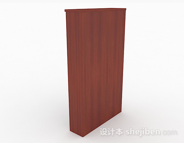 设计本红棕色书柜3d模型下载