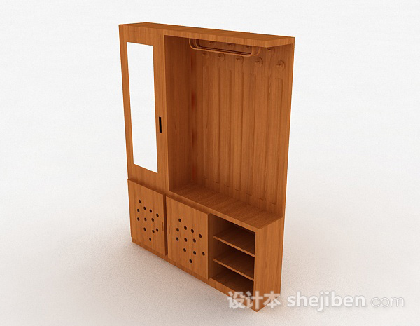 免费浅木色木质衣柜3d模型下载