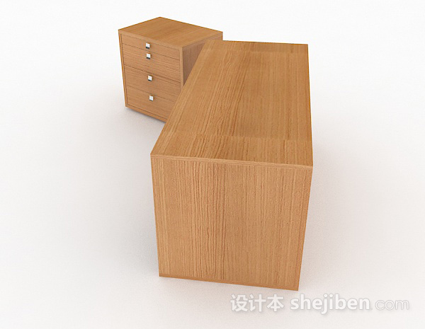 设计本简约家居木质床头柜3d模型下载