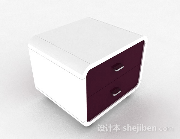 紫色时尚床头柜3d模型下载