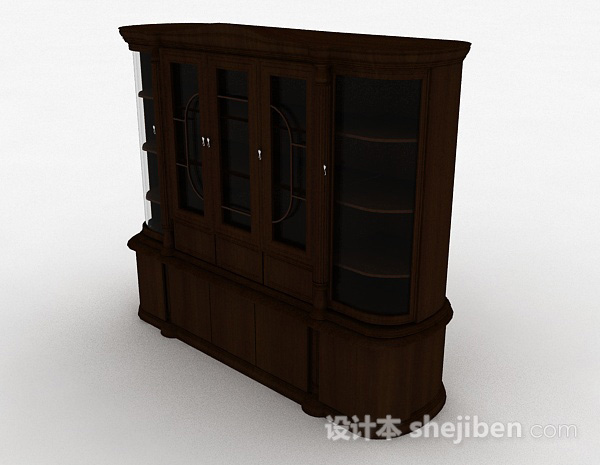 现代风格棕色大型客厅展示柜3d模型下载