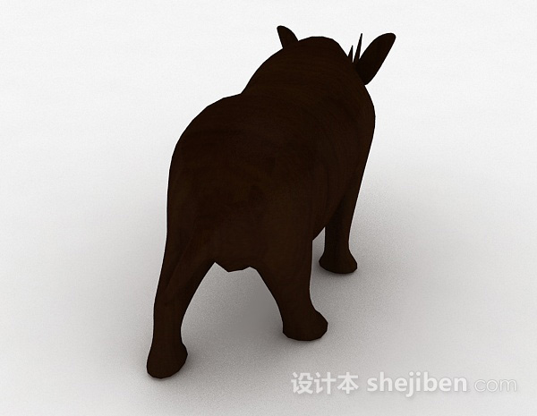 设计本棕色犀牛雕刻摆件品3d模型下载