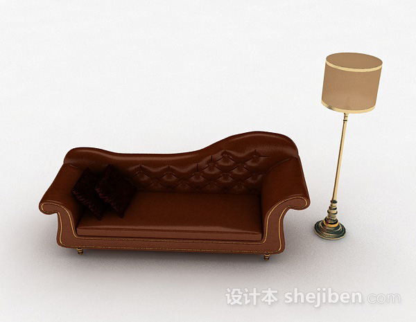 欧式风格欧式棕色多人沙发3d模型下载