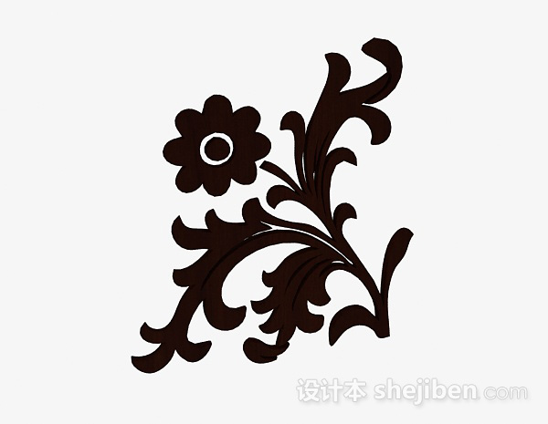 现代风棕色木质花卉雕刻品
