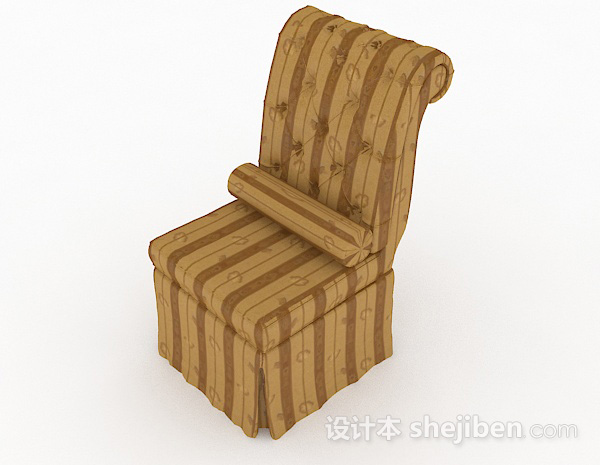 现代风格条纹棕色单人沙发3d模型下载