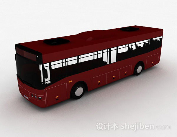 现代风格红色巴士车3d模型下载