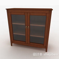 棕色木质储物柜3d模型下载