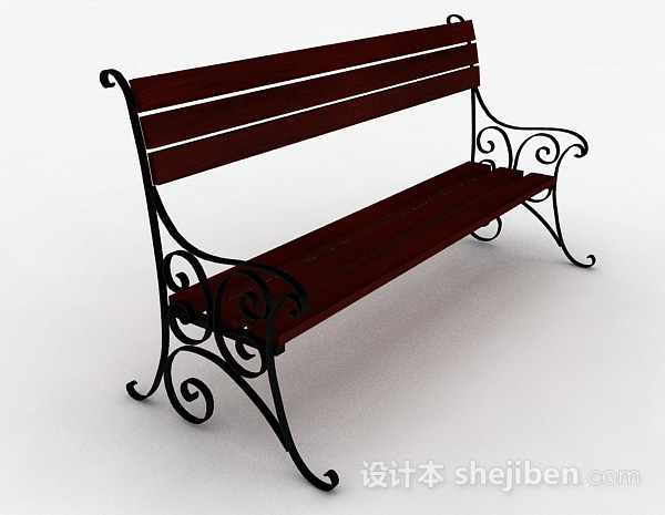 欧式木质室外修休闲椅子3d模型下载