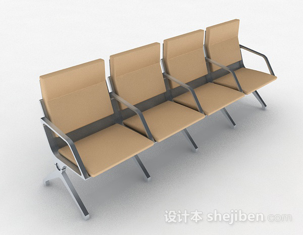 公共黄色休闲椅3d模型下载