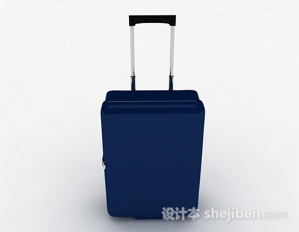 免费蓝色拉杆行李箱3d模型下载