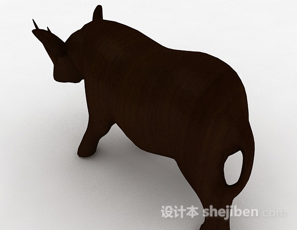 现代风格棕色犀牛雕刻摆件品3d模型下载