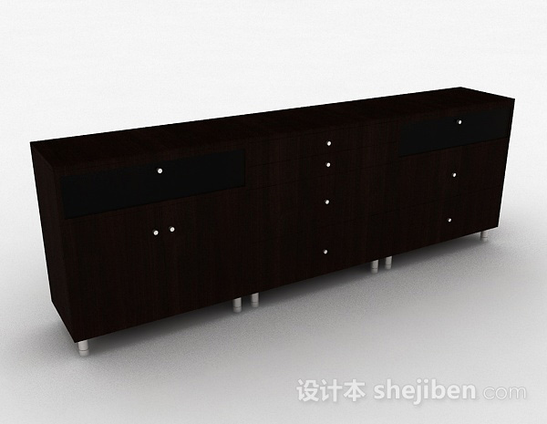 深棕色木质储物柜3d模型下载