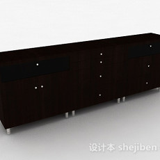 深棕色木质储物柜3d模型下载