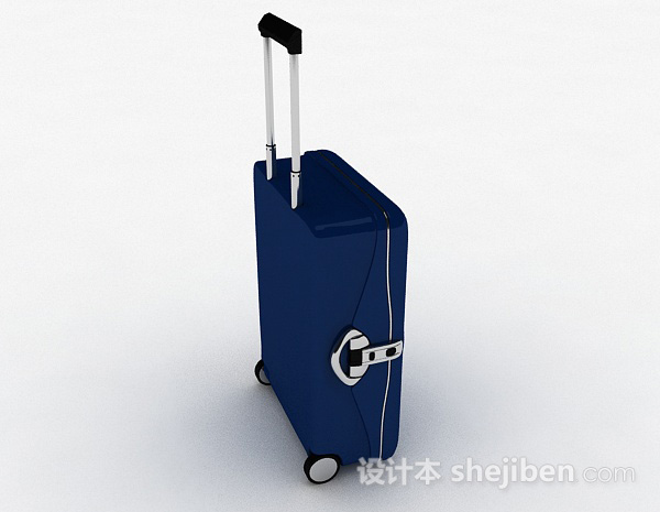 蓝色拉杆行李箱3d模型下载
