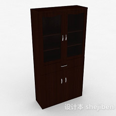 棕色双门多层展示储物柜3d模型下载
