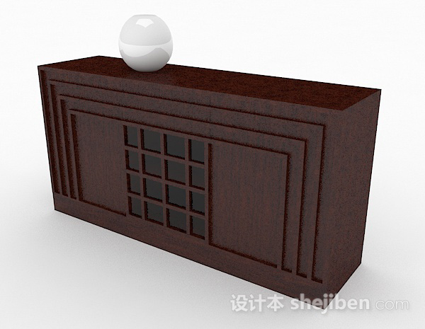 设计本新中式棕色厅柜3d模型下载