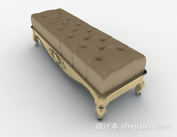 设计本棕色沙发长凳3d模型下载