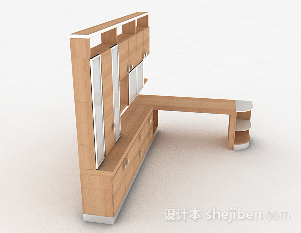 设计本家居木质墙柜3d模型下载