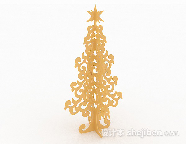 免费黄色镂空花纹圣诞树3d模型下载