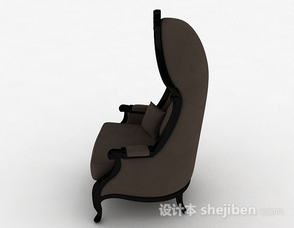 设计本灰色木质单人沙发3d模型下载