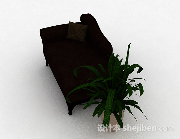 设计本欧式棕色单人沙发3d模型下载