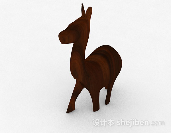 棕色动物雕刻摆件品3d模型下载