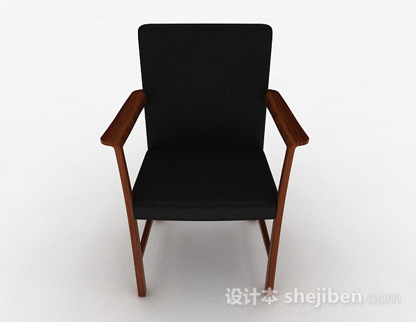 现代风格黑色布艺单人家居椅3d模型下载