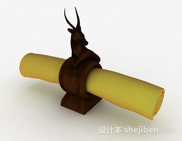棕色木质羚羊摆设品3d模型下载