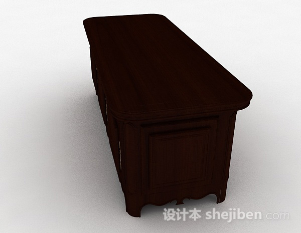 免费棕色欧式风格木质储物柜3d模型下载