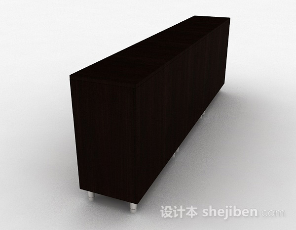设计本深棕色木质储物柜3d模型下载