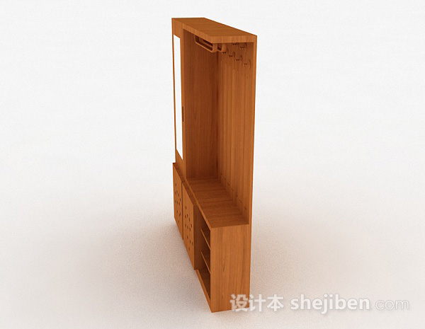 设计本浅木色木质衣柜3d模型下载