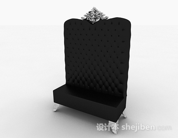 免费欧式黑色单人沙发3d模型下载