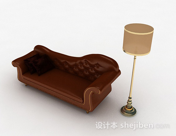 免费欧式棕色多人沙发3d模型下载