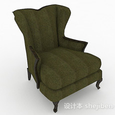 欧式绿色单人沙发3d模型下载