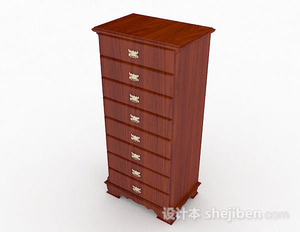 现代风格家居木质棕色存储柜3d模型下载