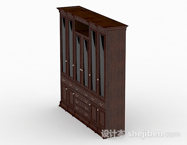 设计本家居素雅木质书柜3d模型下载