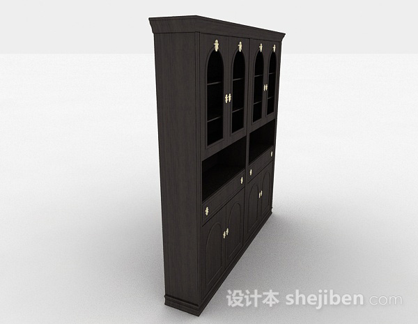 设计本黑色木质家居柜子3d模型下载