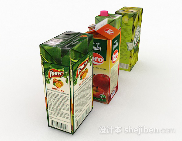 设计本盒装果汁3d模型下载