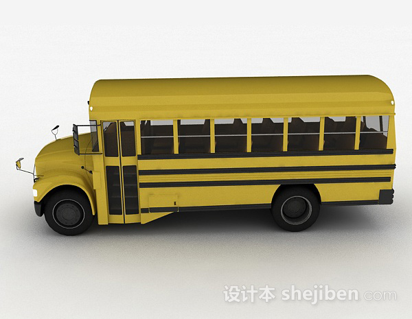 免费黄色巴士校车3d模型下载