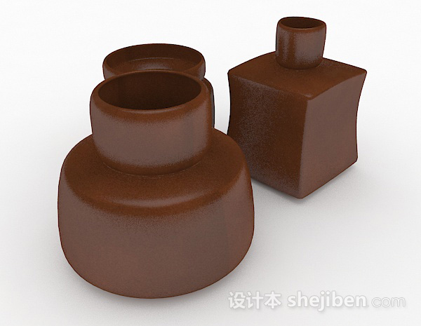 现代风格现代风格棕色瓷器瓶3d模型下载