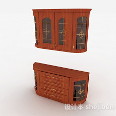 欧式木质储物柜3d模型下载