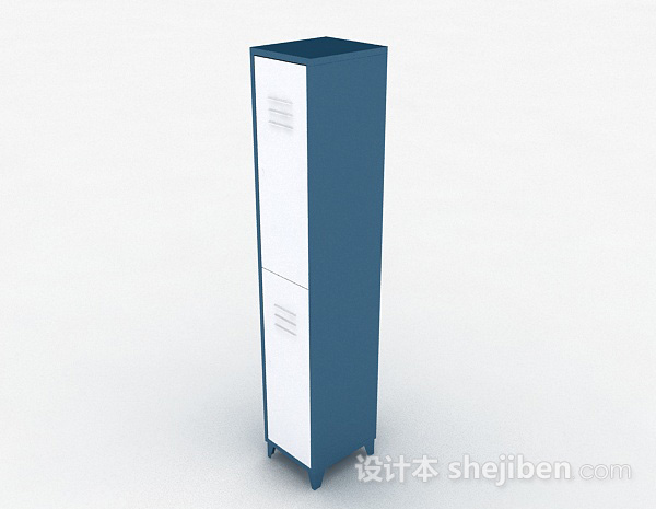 现代风格蓝色单门上下层储物柜3d模型下载
