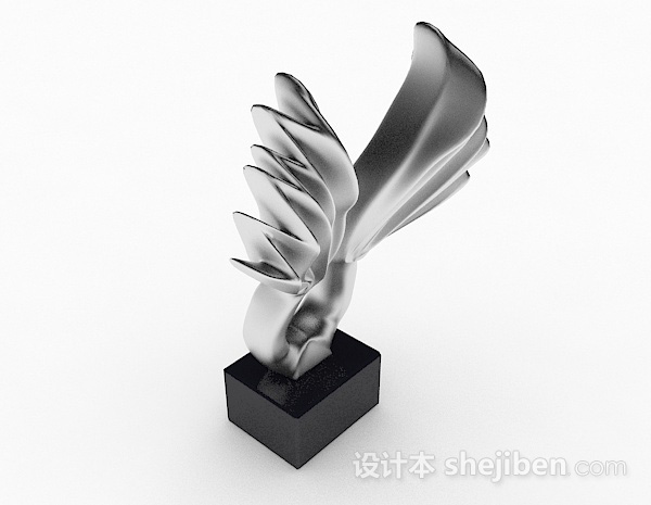 设计本银色翅膀家居摆件品3d模型下载