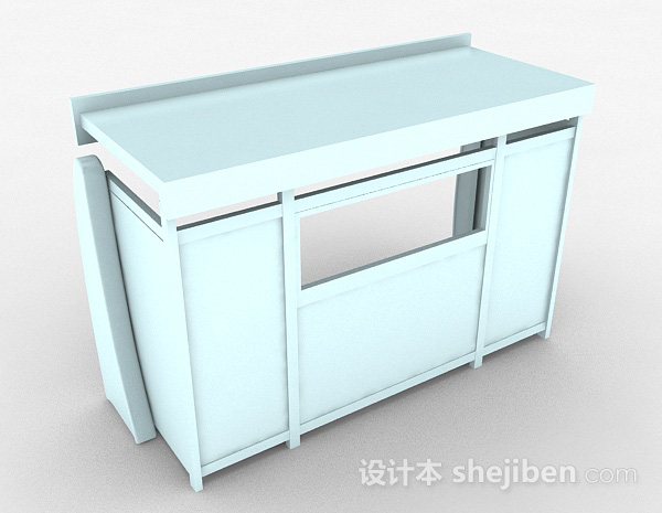 现代风格浅蓝色木质售卖亭3d模型下载