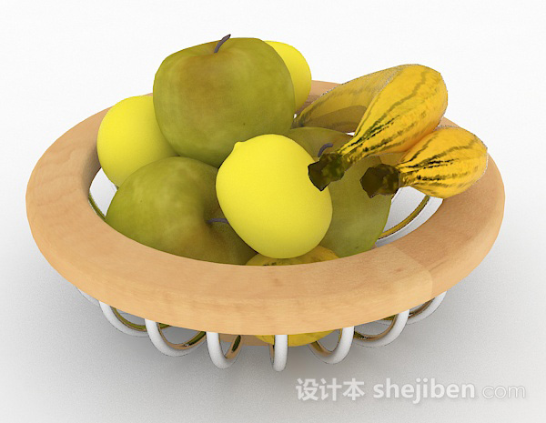 木质水果果篮3d模型下载