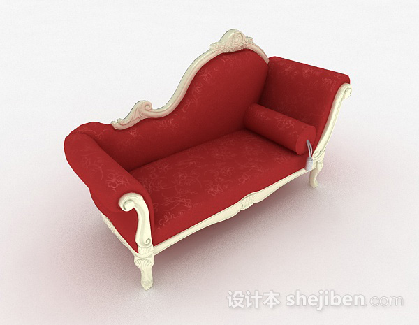 免费欧式红色单人沙发3d模型下载