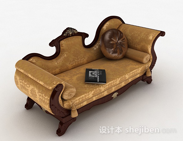 欧式黄色单人沙发3d模型下载