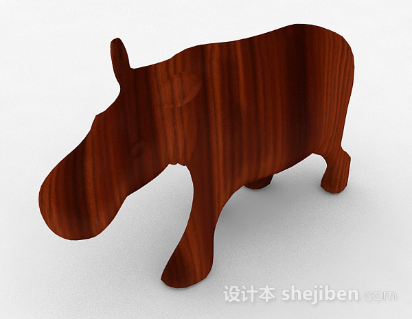木质犀牛雕像摆设品3d模型下载