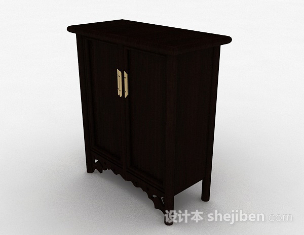 欧式风格黑色木质立体储物柜3d模型下载