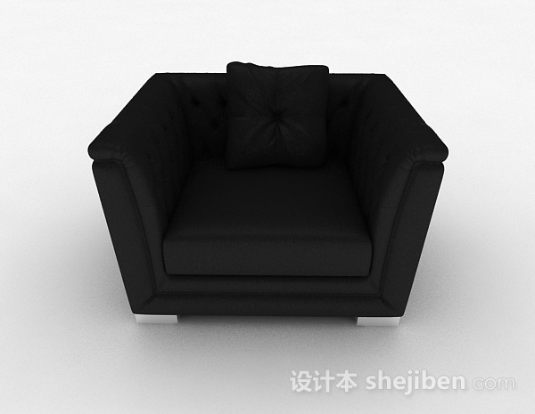 现代风格现代风格黑色单人皮质沙发3d模型下载